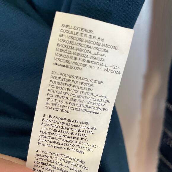 Desigual Henley Top w/ Floral Crochet Netting Tinsel Dark Teal Blue L - Picture 5 of 7